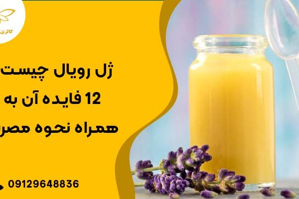 یک لیوان ماده ژل ریال بهمراه قاشق و گلی که پایین لیوان قرار دارد